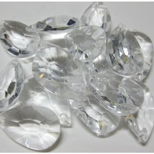 50 Clear Transparent Acrylic Faceted TearDrop Charm Pendants Top Drilled 26mm
