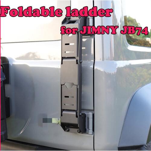 Car Foldable Rear Ladder Tailgate Pedal Step For 2019 2020 2021 Suzuki Jimny JB64 JB74w Rear Door Steel Climb Ladder Accessories