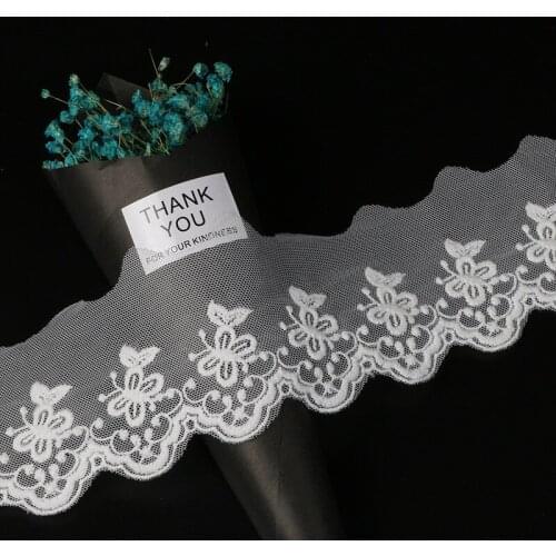 Free Shipping 15 yards/lot Lace Ribbon Tape Lace Trim Fabric DIY Embroidered Net Lace Trim Cord For Sewing Decoration LS017