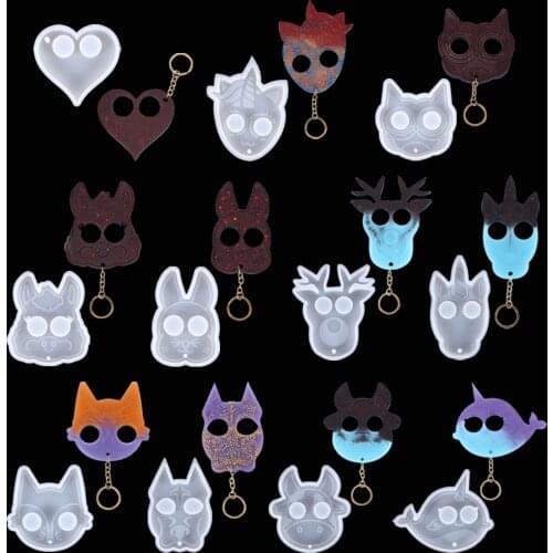 Animal Keychain Silicone Epoxy Resin Mold Self Defense Unicorn ODIY Pendant Crafts Jewelry Making Fondant Cake Decorating Tools