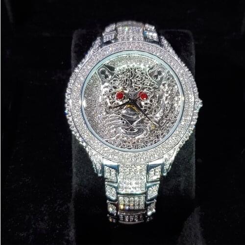 Hip Hop MISSFOX Luxury Top Brand Men Watch Quartz Silver Tiger Wrist Watches Stainless Steel Band Street Style Male Wrist Watch