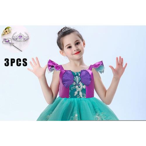 Cosplay Little Mermaid Princess Dresses Seashell Costume Kids Dress for Girls Halloween Children Carnival Birthday Party Clothes