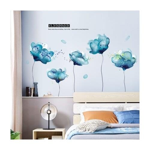 DIY Romantic Flower TV Wall Decals Wall Sticker Living Room Bedroom Home Decoration Mural Wallpaper