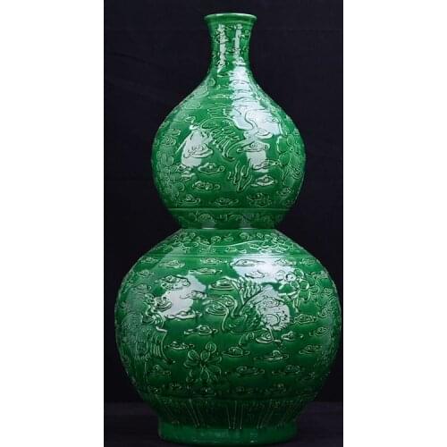Jingdezhen ceramic sculpture Yingqing hollowed out embossed vase Home Furnishing Decor living room decoration crafts