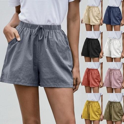 Fashion Cotton Linen A-line Shorts for Girls Women Summer Casual Loose Wide Leg Shorts Grey Biker Lace Up Sexy Short Shorts XL