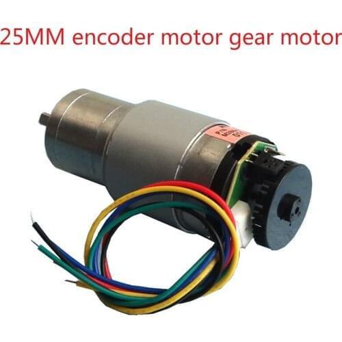 50PCS/LOT Geared Motor With Encoder Motors With Encoder 12V 125RPM DC Motor Powerful High Torque Gear Box Motor Gearmotors(6.5)