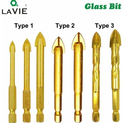 1pc 1/4" Hex Shank Twist Glass Bit Titanium Ceramic Drilling Drill Set 3 4 5 6 8 10 12mm Tile Concrete Cross Flat Hole Tile Tool