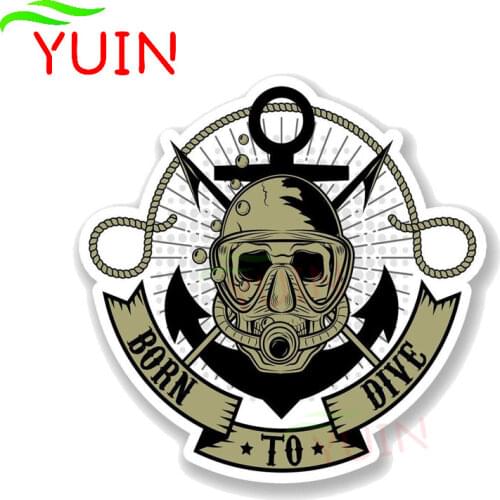 Born To Dive Scuba Divingk Car Sticker Motorcycle Auto Accessories Fashion PVC Window Decoration High Quality Decal 15*15cm