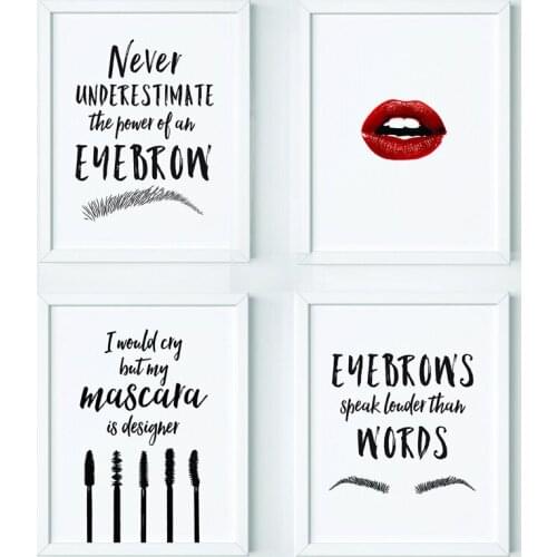 Cuadros Home Makeup Quote Posters and Prints Funny Gifts Modern Paintings on Red Lips Wall Pictures For Living Room Decoration