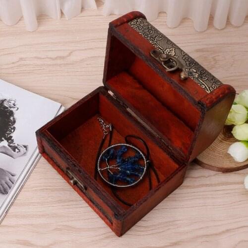2021 New Small Vintage Jewelry Box Treasure Organizer Handmade Wooden Locking Case