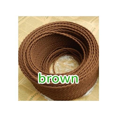 NEW brown 2*0.75mm Edison Vintage Electrical Wire Black Twisted Fabric Braided Lamp
