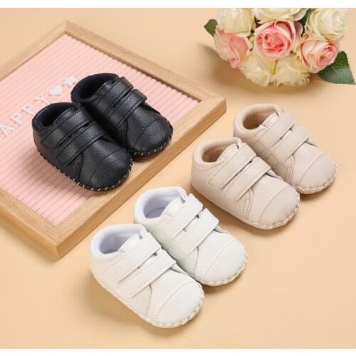 Male And Female Baby Spring And Autumn Pure Color Velcro Soft Rubber Sole Sneakers 0-18 Months Newborn Toddler Shoes