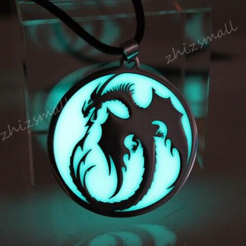 Stainless steel Necklace dragon GLOW in the DARK Dragon Pendants Necklaces women girls boys gift Sweater chain
