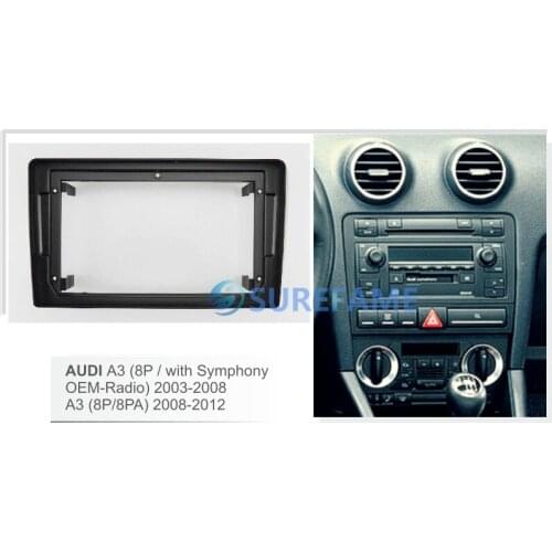 9 inch Car Fascia Radio Panel for Audi A3 (8P/with Symphony OEM-Radio) 2003-2008 Dash Kit Install Facia Console Bezel Adapter