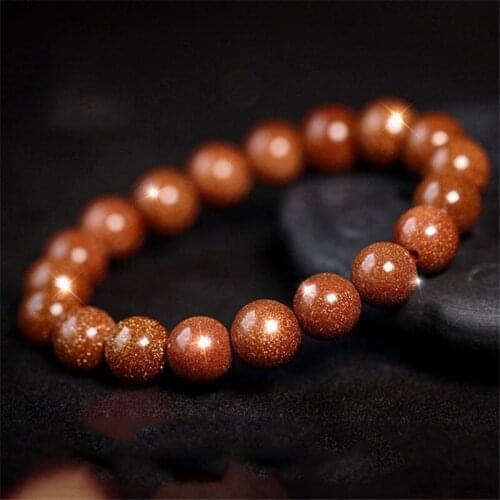 Natural Stone Planet Gold Sand bracelet for women 6-20 mm Beads Universe Bracelet Men Elastic Yoga Chakra Healing Energy Jewelry