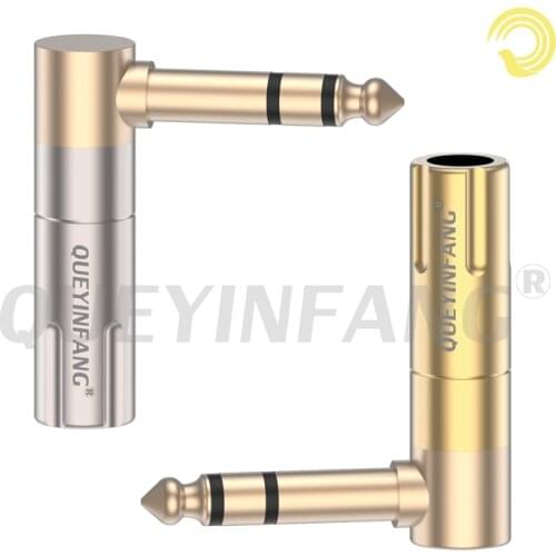 QUEYINFANG 6.35mm 90 Degree right angle male phone jack plug audio adapter Solder Connector Gold plated 6.35mm Stereo Plug