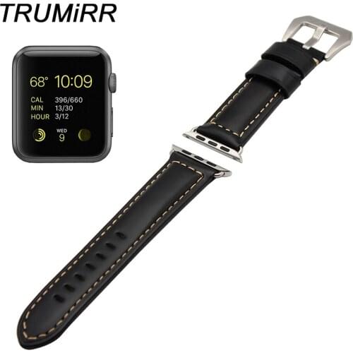 Italian Calf Leather Watchband + Polished Stainless Steel Tang Buckle for iWatch Apple Watch 38mm 42mm Wrist Band Strap Bracelet
