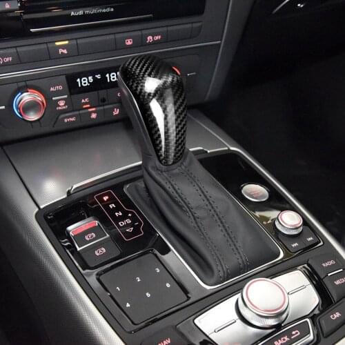 Car Gear Shift Knob Cover Carbon Fiber For Audi A6 2016 2017 2018 A7 2015 2016 2017 2018 Auto Decoration Car Styling Accessories