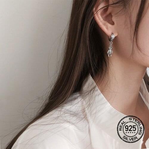 S925 Silver Elephant Stars Earrings For Women Smiley Korean Fashion Hot Sale Student Girlfriend Present Female Jewelry INEFFA