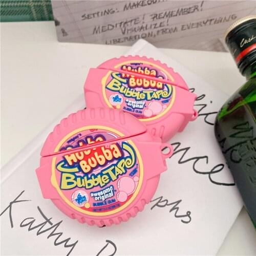 3D hubba bubba bubble gum tape box silicone Wireless Headset bluetooth charging case for Apple AirPods 1 2 Pro sweet sugar cover