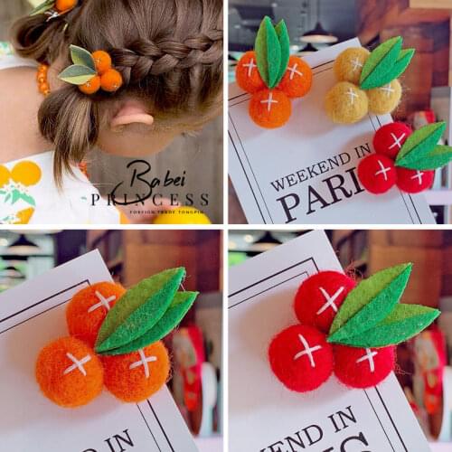 Cute Handmade Felt cloth Ornage Hair Clip Leaves Girls Side Hair Pin Ponytail Clips Daily School Headwear Fashion Headdress