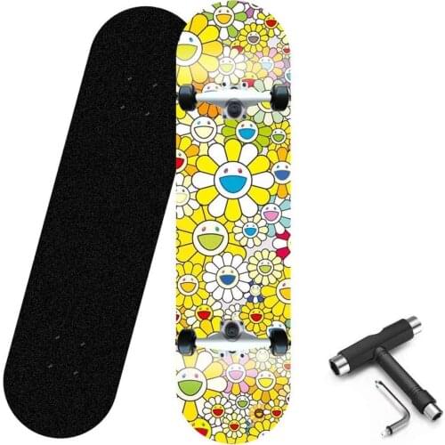 Skateboard 31.5 Inches, 7-Layer Canadian Maple Double Tilted Deck ABEC-7 Bearing Adult Beginner Children, Skateboard and Tools
