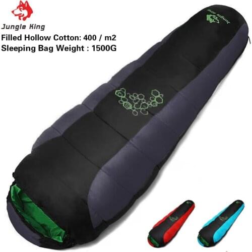 Jungle King Spring and Summer Filled Four-Hole Cotton Sleeping Bag Outdoor Hiking Camping Mummy Sleeping Bag 1.5 KG 3 Colors