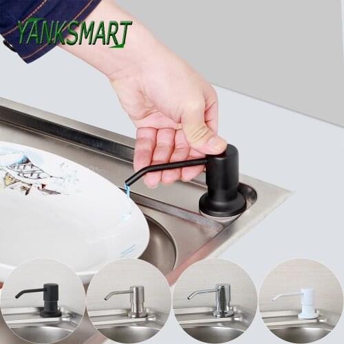 YANKSMART Deck Mount Kitchen 400ml Soap Dispensers Stainless Steel Pump Chrome Finish For Kitchen Built In Counter Top Dispenser