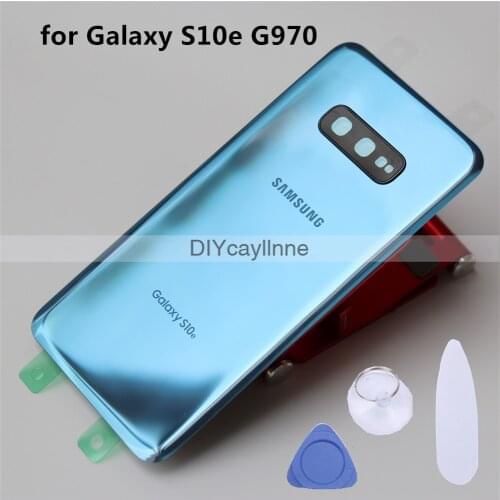 Back Battery Cover for Samsung Galaxy S10e G970F Back Glass Replacement with Camera Lens + Adhesive Sticker