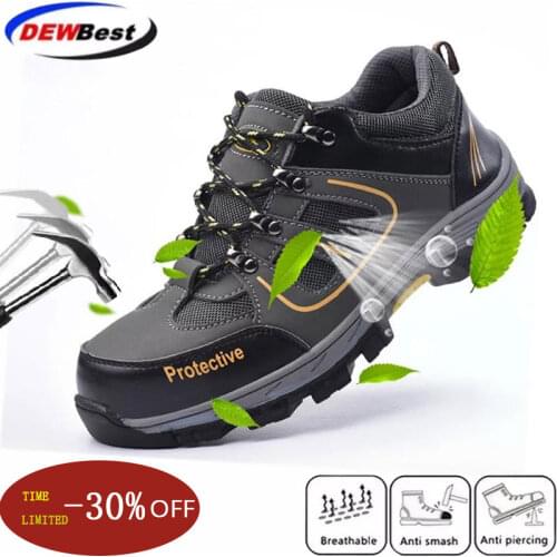 Dewbest Wilderness Survival Safety Shoes Steel Toe Steel mid-plate Anti-slip Anti-smashing Work Men work boots