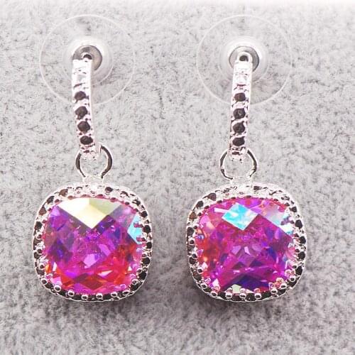 New Rose Rainbow Crystal Zircon Woman 925 Sterling Silver Crystal Earrings TE451