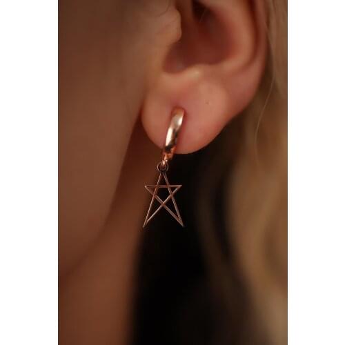 925 sterling Silver Women 'S Star Model Rose Plated Italian Earrings Elegant Design Quality Product Pleasing Appearance Wink Attractive 2021 Trend fashion