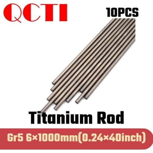 10pcs Gr5 6mm dia x 1000mm length Titanium Alloy Round Bar Rod Industry Machine Use DIY Anti-corrosion Material