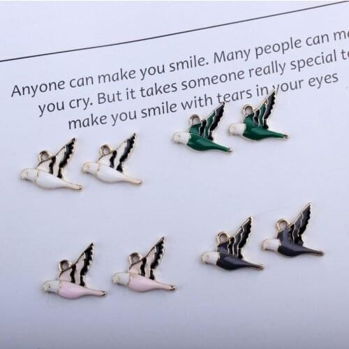 10 pcs/lot Cute Swallow Enamel Charms Fit Oil Drop Metal Animal Charms Pendant Earring Bracelet Jewelry DIY Accessories YZ296