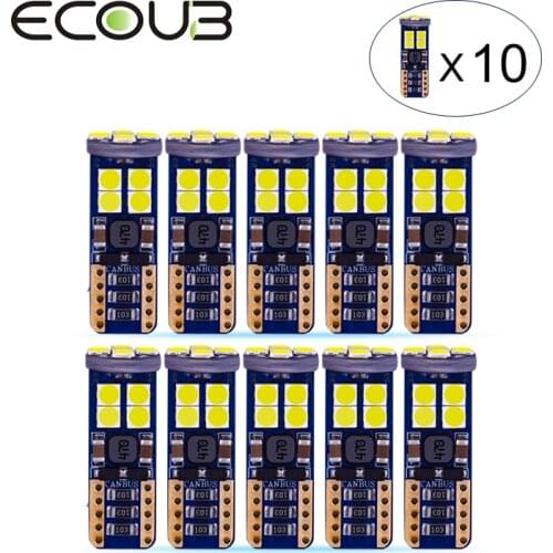 10 Pcs T10 W5W LED Bulb 3030 SMD Canbus 12V Chip Auto LED Light Wedge Interior Dome Reading Parking Signal Bulbs White 6500K
