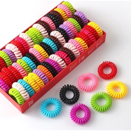 20pcs girls color hair bands rubber band headdress hair accessories Headband telephone line hair ring female Korean Headwear