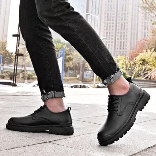 2021New Mens Casual Trend Wild Fashion Mens Low Top Thick-soled Oxford Men Genuine Leather Shoes Men Comfortable Oxford