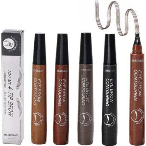 3D Microblading Eyebrow Pencil 4 Fork Liquid Eyebrow Tattoo Pen 5 Color Sketch Brow Dye Cosmetic Waterproof Eye Makeup Cosmetics