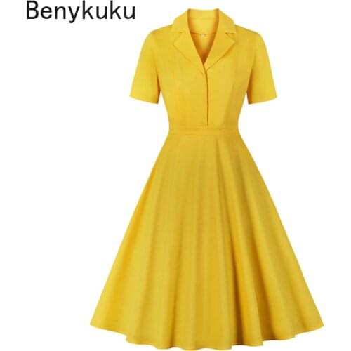 Желтые летние платья Benykuku China At AliExpress