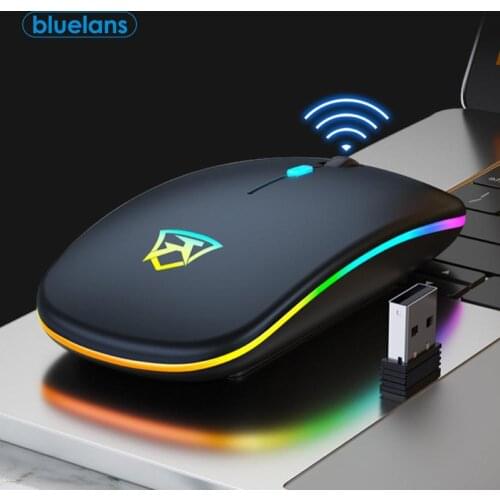 Wireless 2.4G Ergonomic Mute Rechargeable LED Backlit Gaming Mouse for PC Laptop