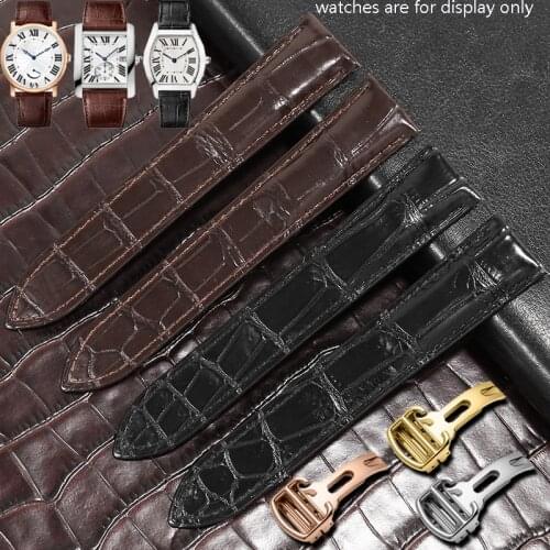 16 17 18 20 22 23 25mm Crocodile Leather Black Brown Bracelet With Folding Buckle For Tank Solo Series Wristband
