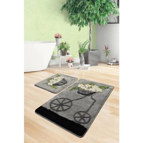 Chilai Home Alaçatı 2'li Set Toilet Seat Pad Bath Mat Gray 404633328