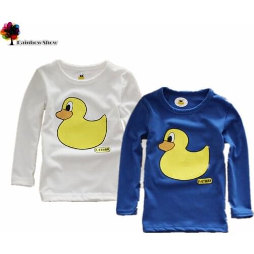 New Children Clothing Boys Autumn and Spring Lovely Cartoon Duck Cotton T-shirt Long-sleeved Kids T-shirt