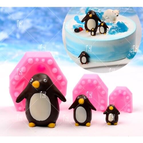 DIY 3D penguin Chocolate Mold Cake Decoration Fondant Dessert Baking Handmade Soap clay resin Candle Silicone Mold