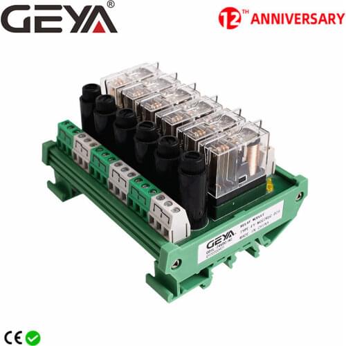 GEYA NGG2R Din Rail 6 Channel Relay Module with Fuse Protection Ormon Relay PLC Price