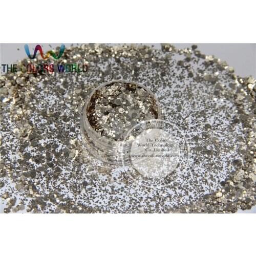 H22516-116 Mix size Platinum Gold Colors Hexagon shape Hex Glitter for Nail art and DIY supplies