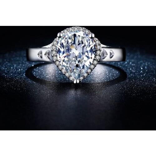 Hainon Engagement Ring Gift for Women Silver Color Wedding Water Drop Luxury Cubic Zircon Jewelry New Design Jewellery