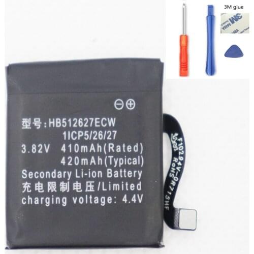 ISUNOO 420mAh HB512627ECW Battery For HUAWEI Watch 2 LEO-B09 SmartWatch Battery +Repair Tools