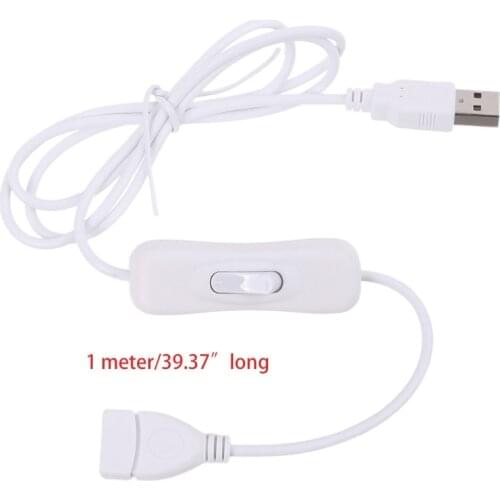 100cm USB 2.0 Male to Female Extension Data Cable with ON/Off Switch for USB LED Strips Fan Charger Laptop Desk Lamp