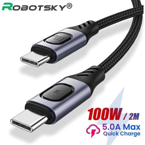 100W USB Type C To USB C Cable For Xiaomi Samsung QC4.0 Fast Charging USB C Cable For Macbook Pro Quick Charger Wire Cord